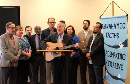 An interfaith gathering of 15 organizations spoke out against gun violence Thursday. Religion News Service photo by Megan Sweas.