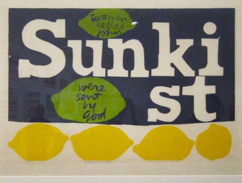 Print about John F. Kennedy and Pope John XXIII incorporates the Sunkist company logo. RNS photo by Patti Jette Hanley RNS photo by Patti Jette Hanley