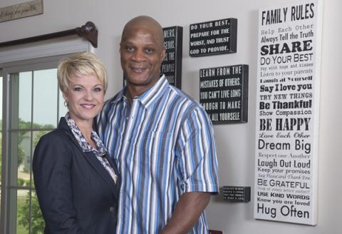 Former MLB player Darryl Strawberry, right, and his wife Tracy pose for a portrait at their home. Photo courtesy RNS. Photo courtesy RNS