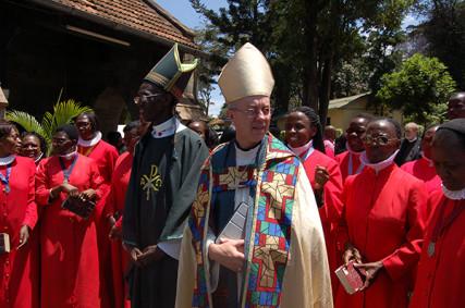 Archbishop Eliud Wabukala with Archbishop Justin Welby during Welby’s recent visit to Nairobi. RNS photo by Fredrick Nzwili.