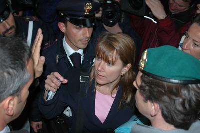 Survivors Network of those Abused by Priests president Barbara Blaine is asked to leave St. Peter’s square. Photo Courtesy RNS. Photo Courtesy RNS.