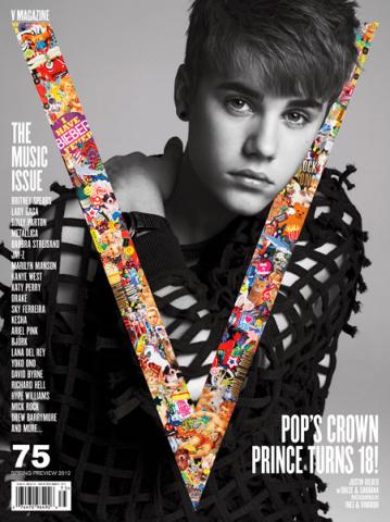 Bieber on the cover of the Spring 2012 issue of V Magazine. Bieber on the cover of the Spring 2012 issue of V Magazine.