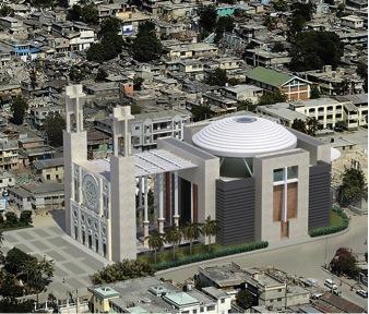 A rendering of the reconstructed cathedral.