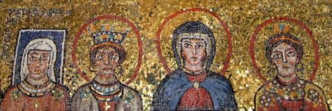 A ninth-century mosaic of women leaders in the church of St. Praessede, Rome.