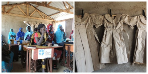 women learning sewing skills