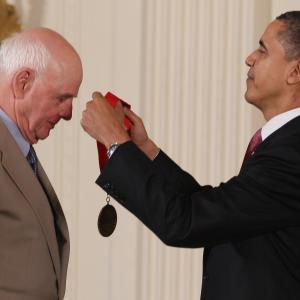 Obama awards Wendell E. Berry the 2010 National Medal of Arts and Humanities. Ph