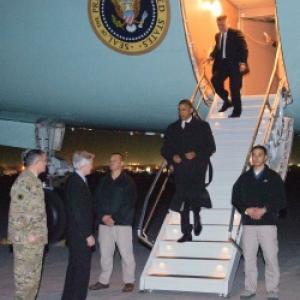 President Obama lands in Afghanistan, Tuesday May 1, 2012