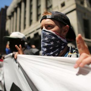 Protestors march in Chicago on Sunday during the NATO summit there. Photo by Spe