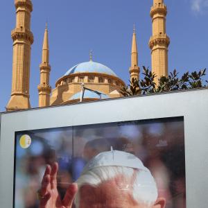 Poster of Pope Benedict XVI in Beruit, Lebanon.
