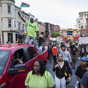 Crowds in DC march in solidarity with protests in Baltimore. Image via JP Keenan