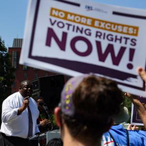 voting rights now sign: voting is a right not a privilege