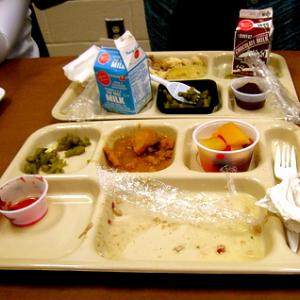 Cafeteria tray and food. Via http://www.wylio.com/credits/Flickr/2033876359
