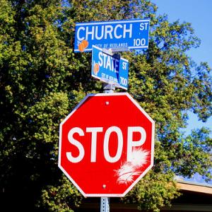 "Stop the Intersection of Church and State." Image via http://bit.ly/yAHnfE