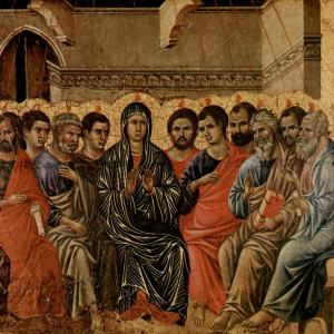 Pentecost depiction by Duccio di Buoninsegna via http://bit.ly/w3Q6IA