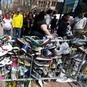 Boston Marathon Bombing Memorial, by H. Powers on Flickr.com.