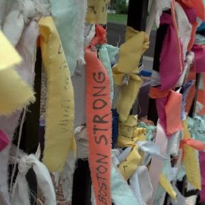 Memorial at the finish line of the Boston Marathon after the bombing, RobinJP / 