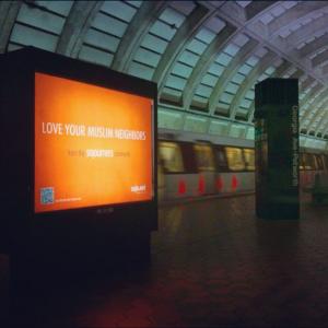 Sojourners' Love Your Muslim Neighbors ad in the Petworth Metro station
