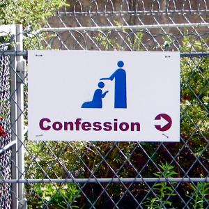 Sign for the confessional at Lourdes. Via Wiki Commons http://bit.ly/s71Wf2