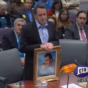 Neil Helin testifying in a Connecticut gun violence hearing.