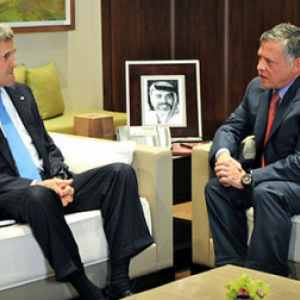 U.S. Secretary of State John Kerry with Jordanian King Abdullah II in Amman, Jor