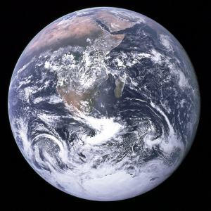 The "Blue Marble" — Earth as seen from Apollo 17. Image courtesy Wikipedia Publi