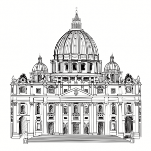 Drawing of St. Peter's Cathedral in Rome. Image courtesy Yoko Design/shutterstoc