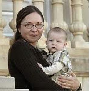 Dr. Hayhoe, with one of her inspirations to fight climate change.