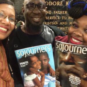 Lisa Sharon Harper, Dillard University Chaplain Ernest Salsberry and a first year student. Image via Sojourners. 