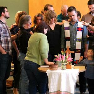 Rev. Adam Phillips with parishioners of Christ Church: Portland. Image courtesy 