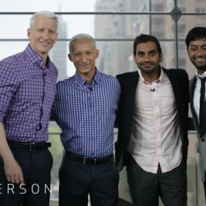 Anderson Cooper and Aziz Ansari with their look-a-likes