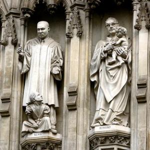 Statues of the Rev. Martin Luther King and Archbishop Oscar Romero at Westminste