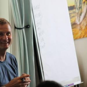 Rob Bell in Southern California Tuesday. Photo by Cathleen Falsani/Sojourners. 