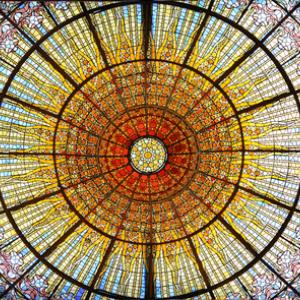Palau de la Musica Catalana skylight of stained glass, Barcelona. Photo via RNS/