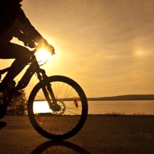 Cyclist at sunset, maradonna 8888 / Shutterstock.com