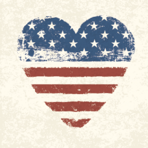 Heart-shaped American flag,  pashabo / Shutterstock.com