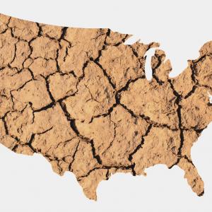 Cracked earth in the shape of the United States. Image courtesy Steve Cukrov/shu