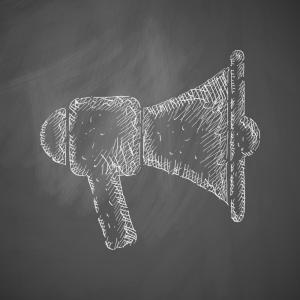 Chalk illustration of a megaphone. Image courtesy Palau/shutterstock.com