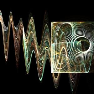 Abstract rendering of bright sound waves. 