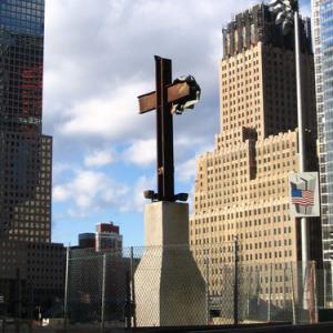 Photo: Steel cross at the 9/11 site. Shawn Kashou / Shutterstock.com