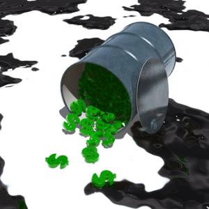 Oil barrel filled with money. Illustration courtesy BobbyWjr/shutterstock.com