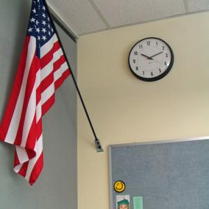 American flag in a school. Photo via RNS/shutterstock.com