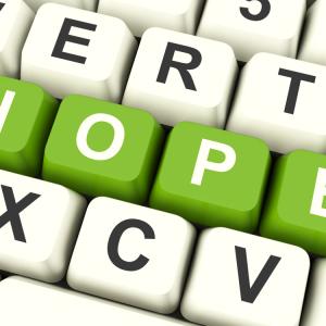 "Hope" spelled out on a keyboard. Image via Stuart Miles/shutterstock.com