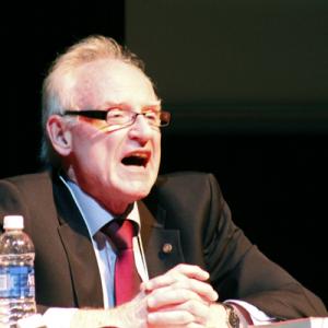 Jerry Argetsinger gives a talk at the University of Missouri. Photo via RNS.