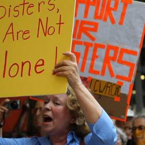 A Rally in support of nuns. RNS photo courtesy Religion & Ethics NewsWeekly  