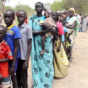 Residents displaced due to the recent fighting between government and rebel forc