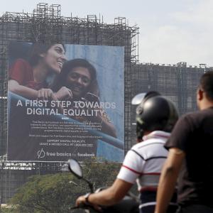 A billboard in Mumbai, India, promotes Facebook's Free Basics initiative.