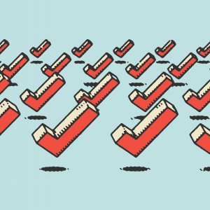 Illustration of a field of red voting check marks