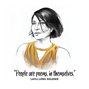 Illustration of Layli Long Soldier with her quote "People are poems, in themselves."