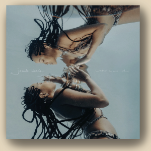 The image shows the album cover of Jamila Woods' album "Water Made Us," in which she is starring at her reflection in the water. 
