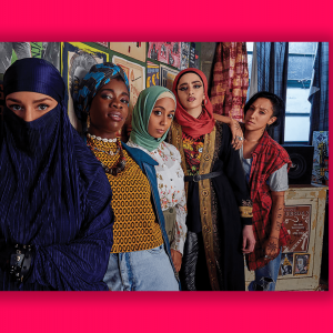 A scene from 'We Are Lady Parts' with a group of women in hijabs.